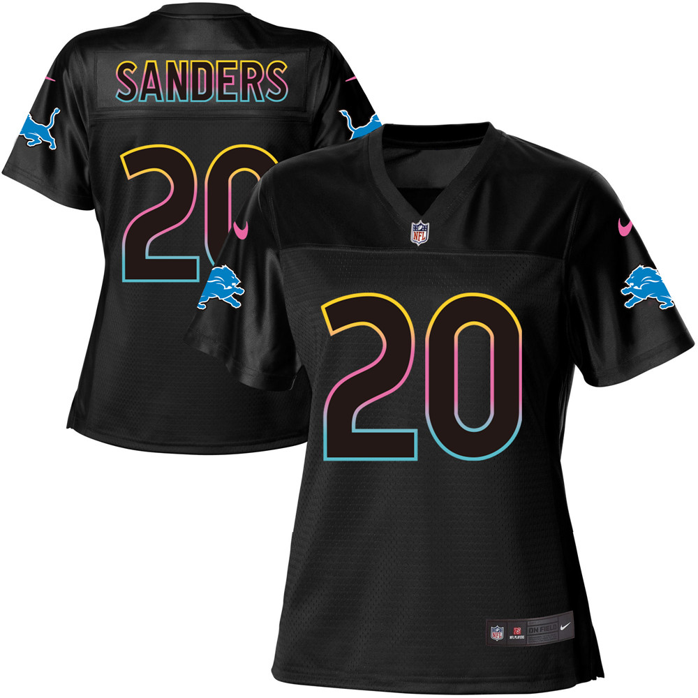Women's Game Barry Sanders Nike Jersey Black - #20 Fashion NFL Detroit Lions